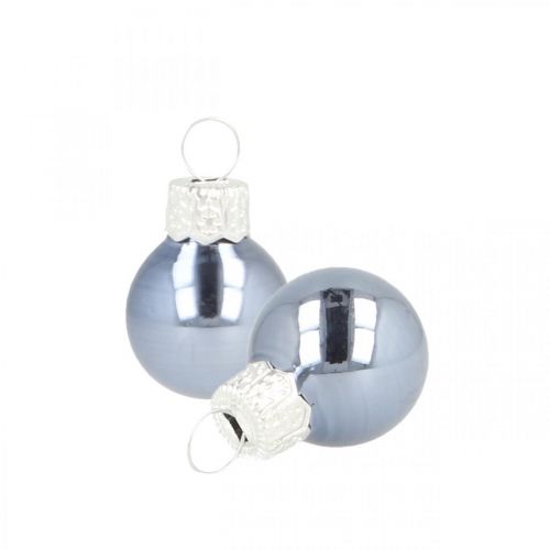 Mini julkulor glas blå matt/blank Ø2cm 45p