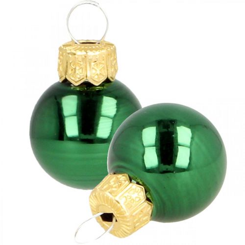 Floristik24 Mini julkulor glasgrön matt/blank Ø2cm 44p