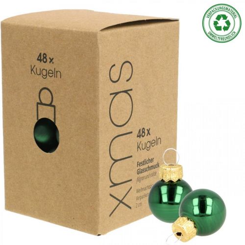 Floristik24 Mini julkulor glasgrön matt/blank Ø2cm 44p