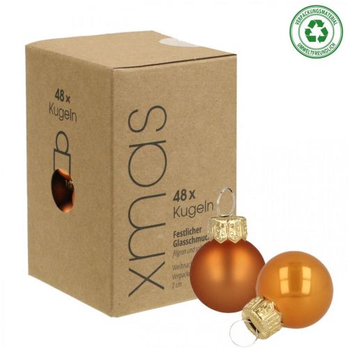 Artikel Mini julkulor glas orange matt/blank Ø2cm 44st
