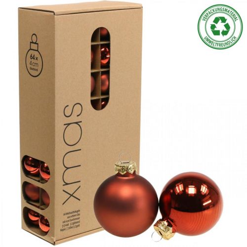 Artikel Julkulor glas roströda kulor matt/blank Ø4cm 60p