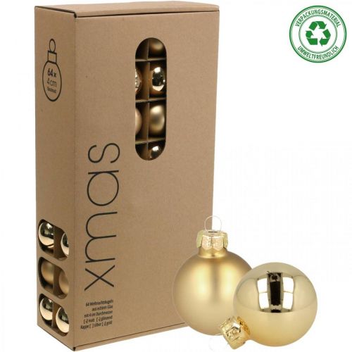 Floristik24 Julkulor glas guld glaskula matt/blank Ø4cm 60 st