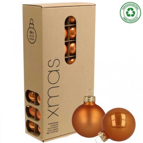 Artikel Julkulor glas orange kulor matt/blank Ø4cm 60 st