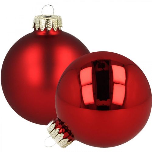 Floristik24 Julkulor glas röda glaskulor matt blank Ø8cm 14 st