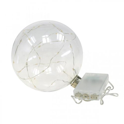 Floristik24 Julkula LED-kula Ø10cm 15L inuti varmvit timer