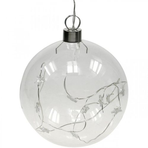 Floristik24 Julkula LED-kula Ø12cm 15L inuti varmvit timer