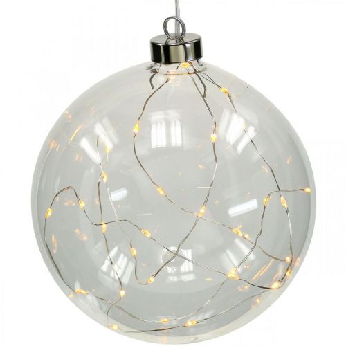 Floristik24 Julkula LED-kula Ø15cm 30L inuti varmvit timer