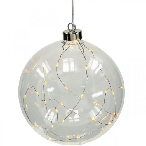 Floristik24 Julkula LED-kula Ø10cm 15L inuti varmvit timer