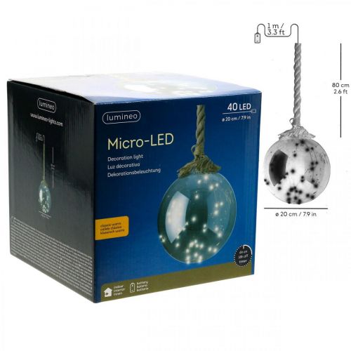 Floristik24 LED-kula inuti Ø20cm tonad 40L varmvit timer
