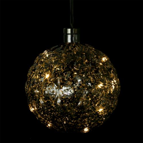 Floristik24 Bollplast silver Ø20cm med 15er LED och batterier