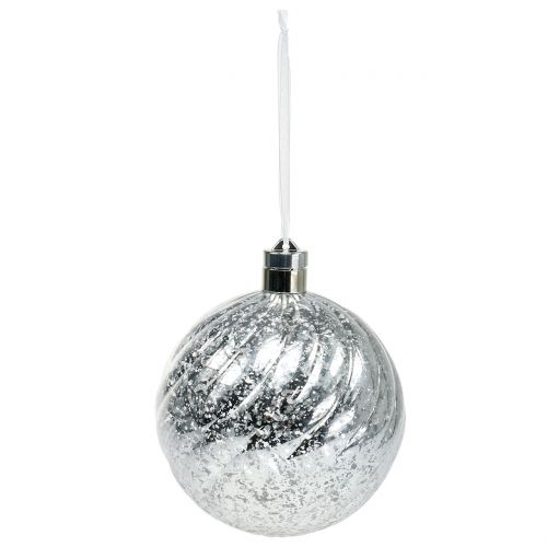 Floristik24 Kul plast silver 15cm med 10 LED och batterier