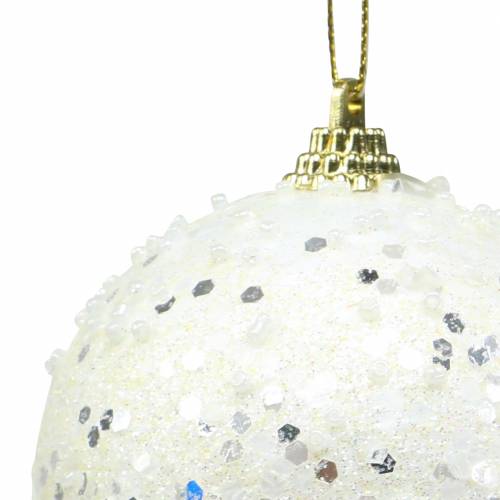 Floristik24 Julgransdekorationer Julbollskum vit glitter Ø8cm 2st