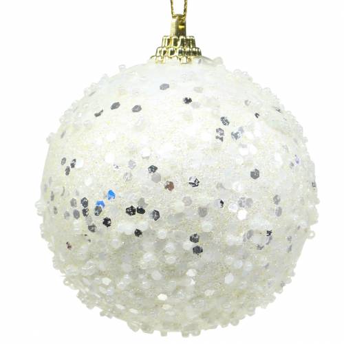 Floristik24 Julgransdekorationer Julbollskum vit glitter Ø8cm 2st
