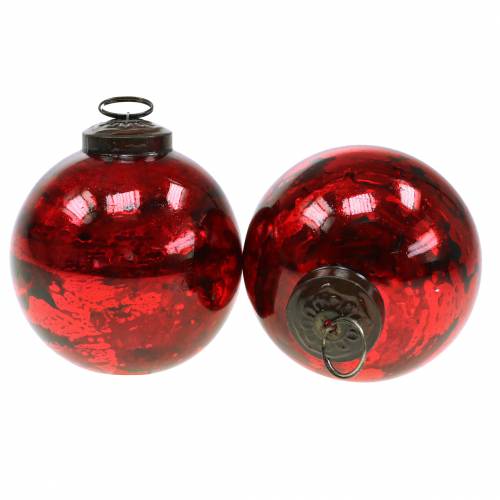 Julgransdekorationer Julbollsglas röd Ø10cm 4st | Floristik24.se
