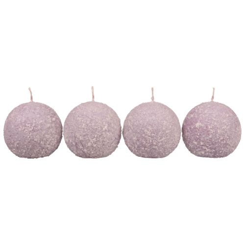 Artikel Runda ljus Lila Snowball Glitter Ball Ljus 8 cm Paket med 4