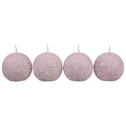 Artikel Runda ljus Lila Snowball Glitter Ball Ljus 8 cm 4st