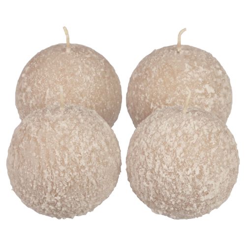 Bolljus 8 cm runda ljus beige snöbollsglitter 4 st
