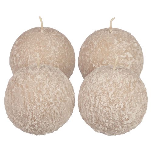 Artikel Bolljus 8 cm runda ljus beige snöbollsglitter 4 st