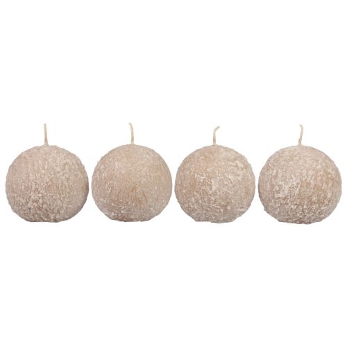 Artikel Bolljus 8 cm runda ljus beige snöbollsglitter 4 st
