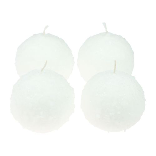 Floristik24 Bolljus vita snöbollsljus bollljus Ø10cm 4st