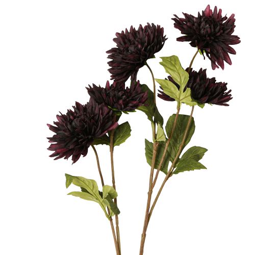 Artikel Konstgjord blomdahlia med 5 blommor i vinröd 105cm