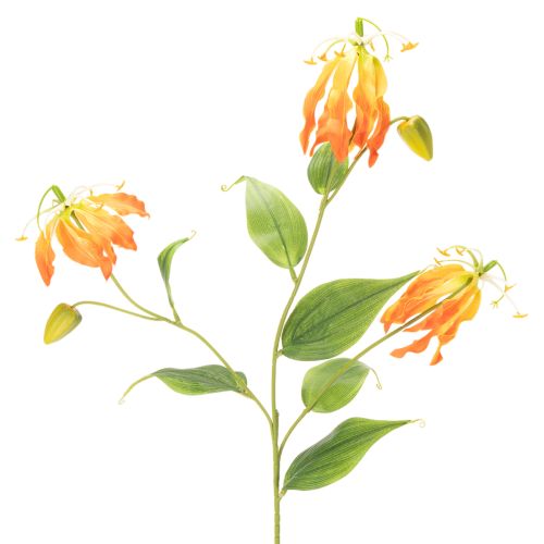 Konstgjord Gloriosa orange blomma med långa stjälkar för vaser 80cm 3st