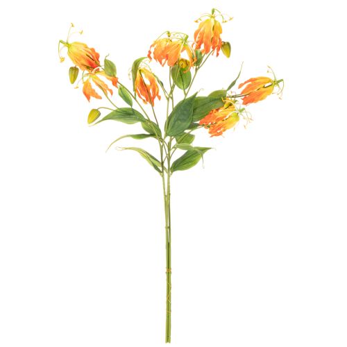 Konstgjord Gloriosa orange blomma med långa stjälkar för vaser 80cm 3st | Floristik24.se