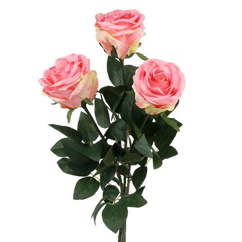 Floristik24 Konstgjord rosfylld rosa Ø10cm L65cm 3st