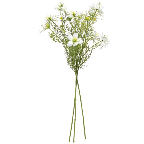Artikel Konstgjorda blommor Vit Nigella Virgin i grönt 67cm 3 st