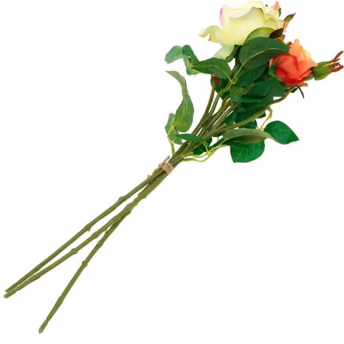 Artikel Konstgjorda blommor, bukett rosor, bordsdekorationer, sidenblommor, konstgjorda rosor gul-orange
