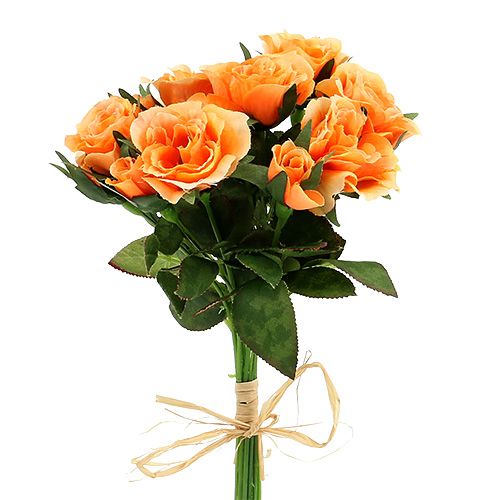 Floristik24 Konstgjorda blommor ros bukett orange L26cm 3st