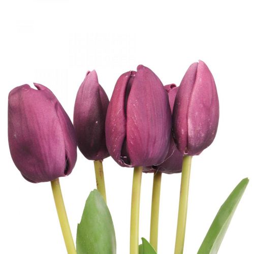 Floristik24 Konstgjorda blommor tulpan lila, vårblomma 48cm bunt om 5