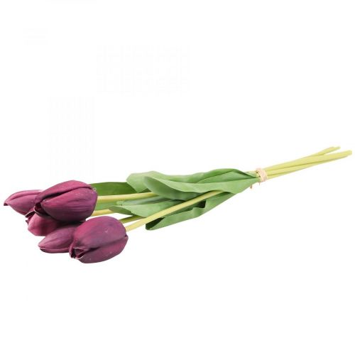 Floristik24 Konstgjorda blommor tulpan lila, vårblomma 48cm bunt om 5