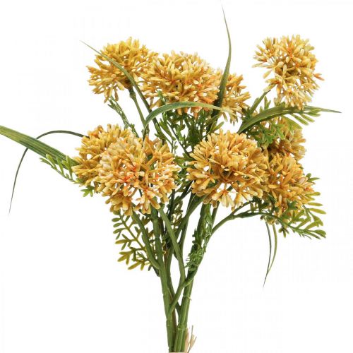 Konstgjorda blommor gul allium dekoration prydnadslök 34cm 3st i knippe