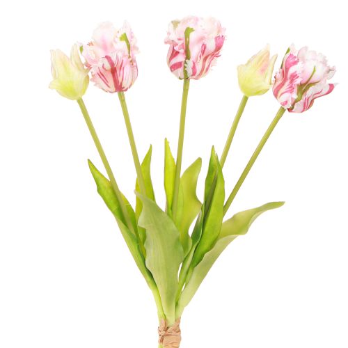 Artikel Konstgjord blombukett 5 papegojtulpaner Konstgjorda tulpaner 40cm