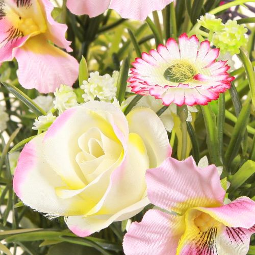 Artikel Konstgjord blombukett i krämrosa lila grön Ø18cm H25cm