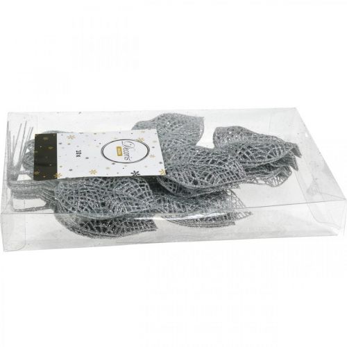 Floristik24 Konstgjorda växter, grendekoration, dekorativa blad silverglitter L36cm 10 st