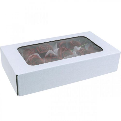 Konstgjorda rosor Bordeaux vaxrosor dekorativa rosor vax Ø6cm 18 st | Floristik24.se