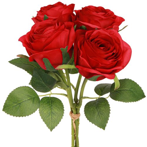 Floristik24 Konstgjorda Rosor Röda Rosor Dekoration Blomma Ø6cm H6cm L50cm 4 st