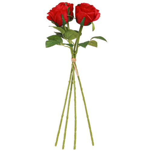 Artikel Konstgjorda Rosor Röda Rosor Dekoration Blomma Ø6cm H6cm L50cm 4 st
