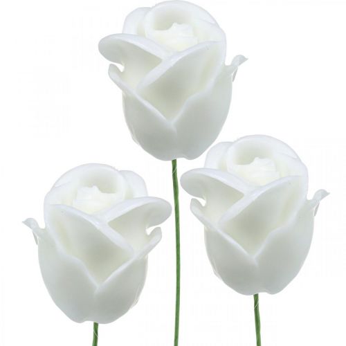 Konstgjorda rosor vita vaxrosor dekorativa rosor vax Ø6cm 18 st