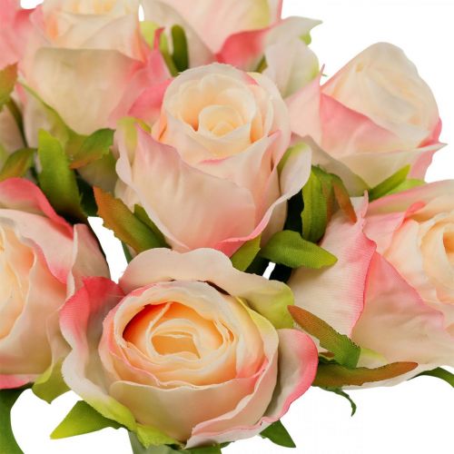 Floristik24 Konstgjorda rosor rosa aprikos konstgjorda rosor 28cm knippe 9st