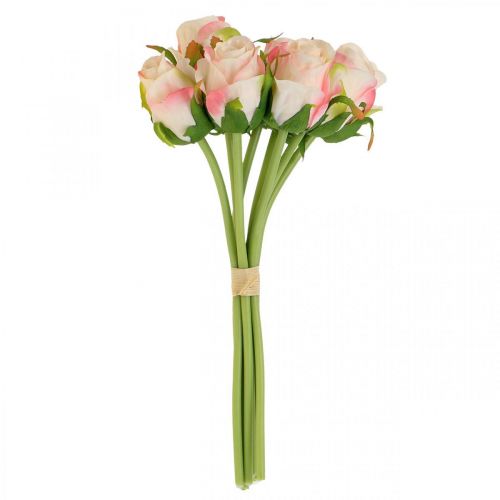 Floristik24 Konstgjorda rosor rosa aprikos konstgjorda rosor 28cm knippe 9st