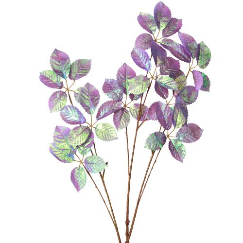 Artikel Konstgjorda grenblad dekoration lila metallic L103cm 2st