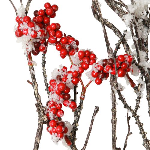 Artikel Konstgjord gren lång snöig gren med bär röd 130cm