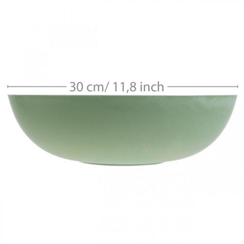 Artikel Rund kruka, blomsterdekoration, plastskål, kärl för arrangemang grön, vit melerad H8,5cm Ø30cm