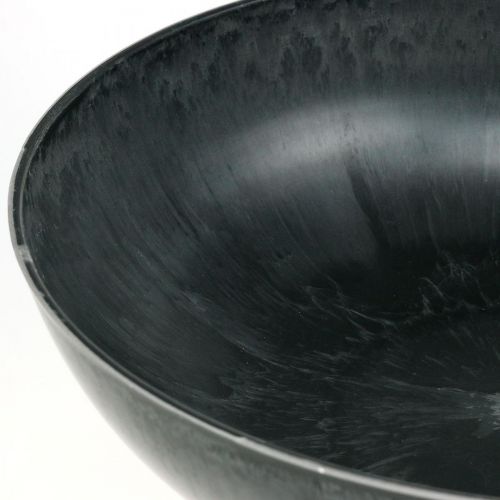 Artikel Blomskål rund, kruka, skål av plast svart, melerad grå H8,5cm Ø30cm