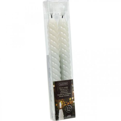 Floristik24 LED stick ljus vit timer äkta vax för batteri 25cm 2 st