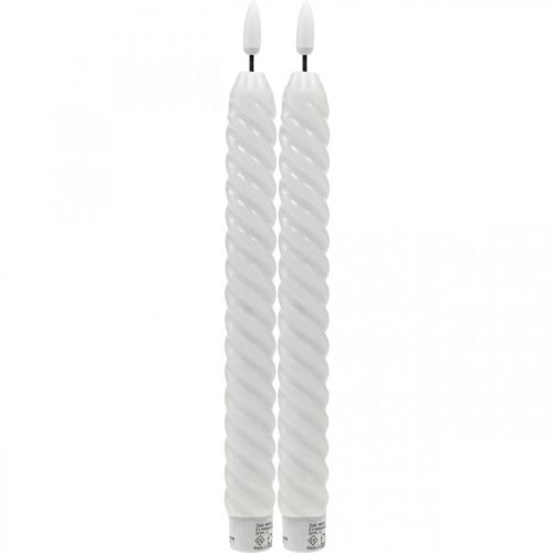 Floristik24 LED stick ljus vit timer äkta vax för batteri 25cm 2 st