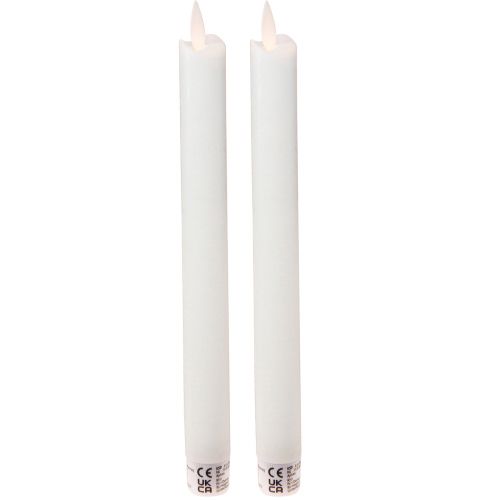 Artikel LED ljus vaxsticksljus vita för batteri 24cm 2 st